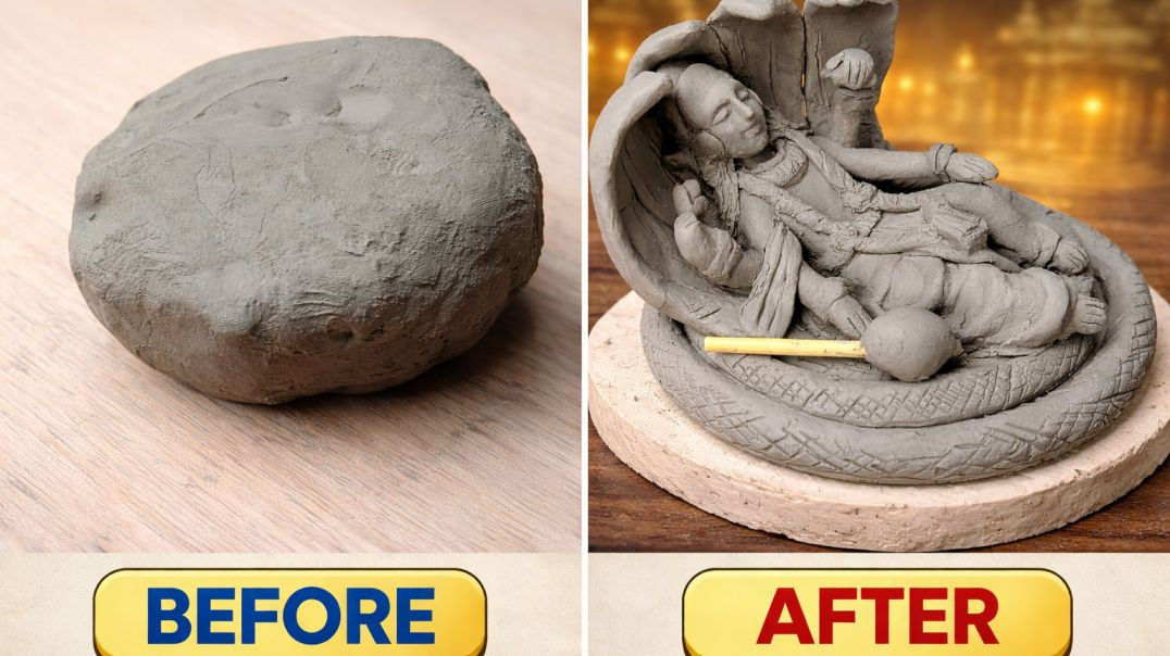 ⁣Mitti Se banai Bhagwan Vishnu ki Murti