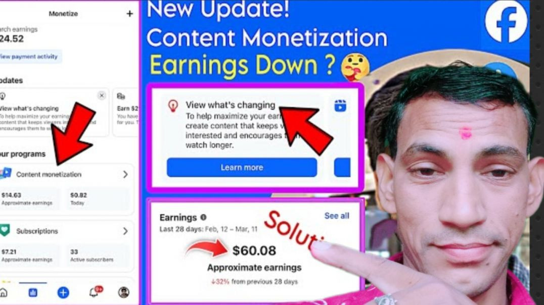 ⁣facebook content monetization 🤑 facebook earning down problem solution