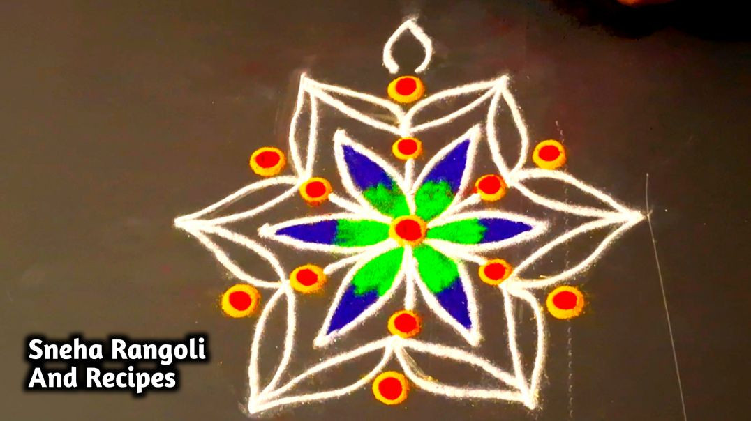 ⁣Simple & Colorful Dot Rangol🎨 | Best Kolam for Your Home 🏠