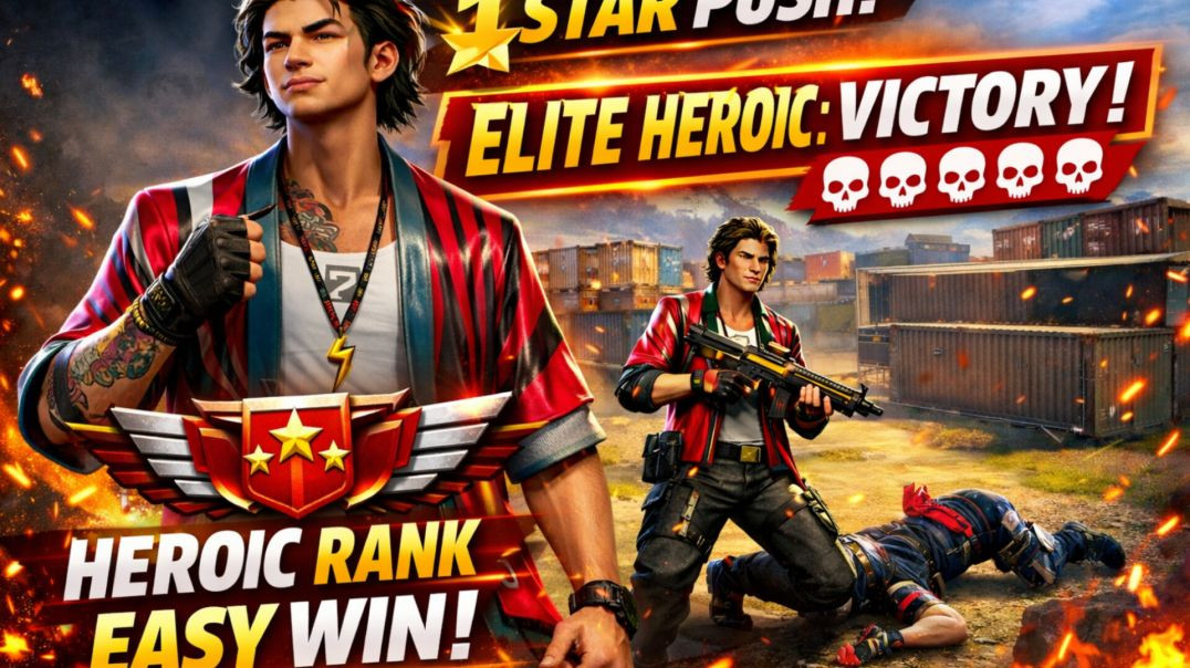 ⁣Free Fire CS Rank Elite Heroic | 1 Star Push + 6 Kill Victory Gameplay