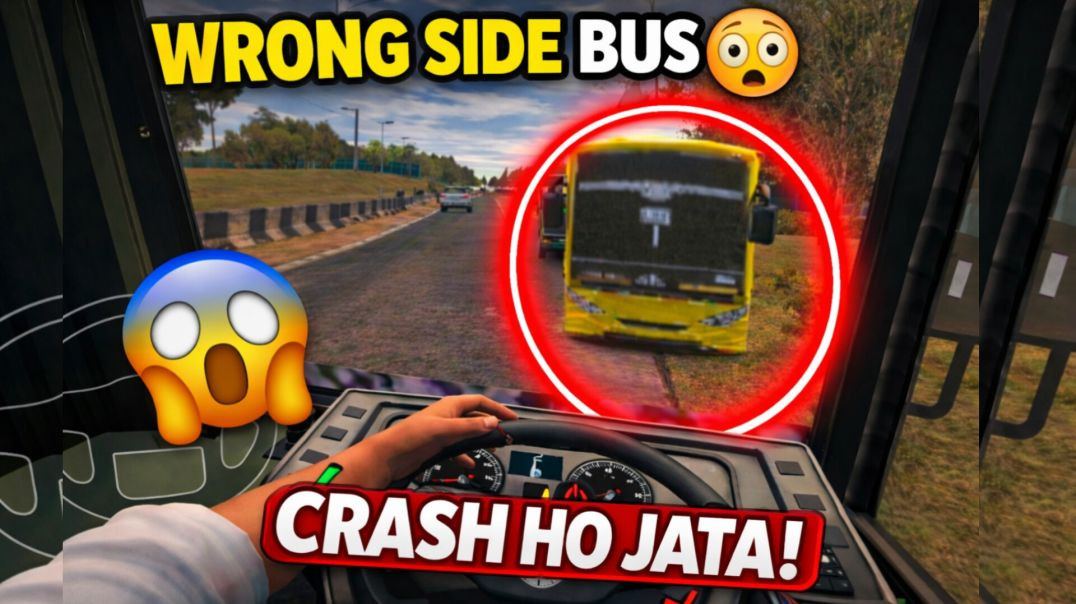 ⁣Wrong Side Bus Almost Crash 😱 | Realistic Bus Driving Gameplay