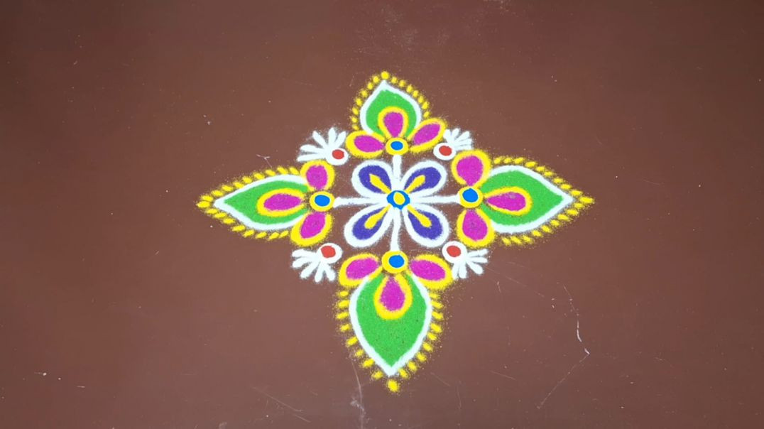 ⁣How to Draw Simple Flower Muggulu Step-by-Step ✨