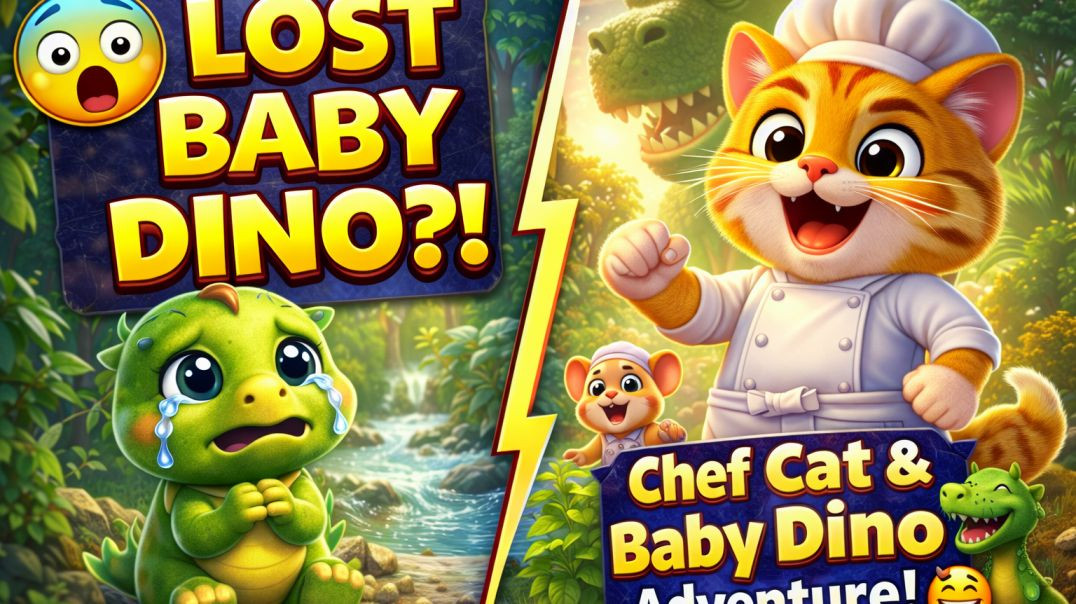⁣Chef Cat & Baby Dino Jungle Adventure! 🦖🐱 | Fish Cooking Rescue Comedy 😂🌳🐟
