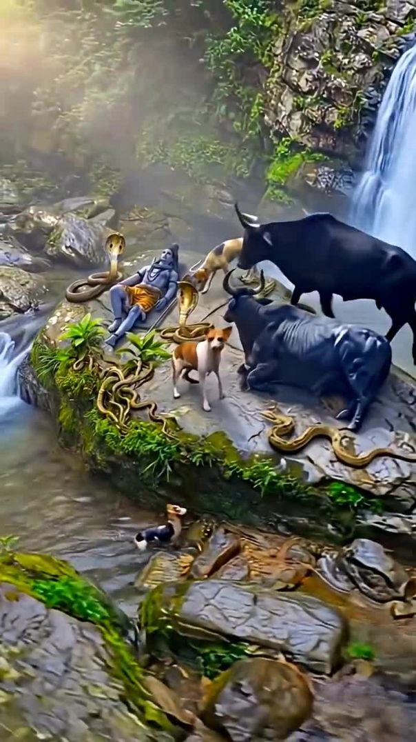 ⁣🔱 भोलेनाथ के चरणों में शांत हुए खतरनाक जानवर 🐍 #mahadev #shiva #shorts