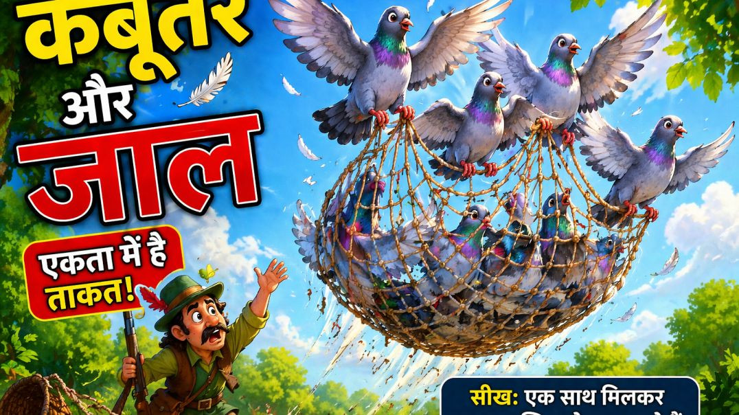 ⁣कबूतर और जाल 🕊️  एकता की ताकत 💪  Moral Story for Kids