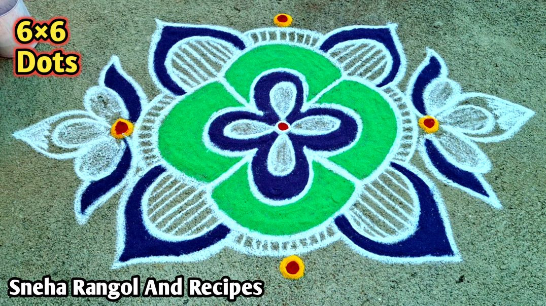 6×6 Dots Flower Rangoli: Sabse asaan aur sundar design 🌸✨