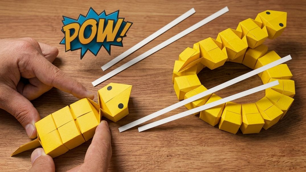 ⁣Origami Moving Paper Snake | Easy & Fun DIY Toy