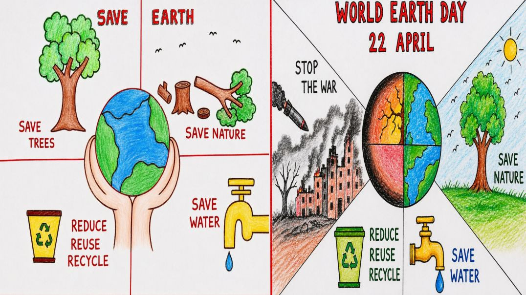 ⁣World Environment Day Poster Making | Save Water, Save Trees Drawing 🌳