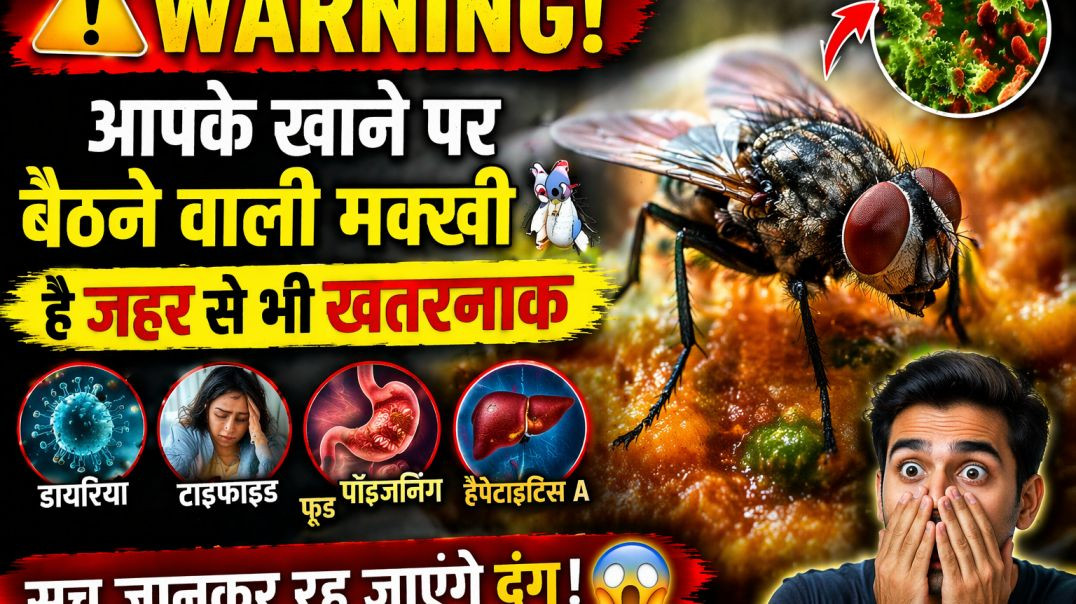 ⚠️ WARNING! आपके खाने पर बैठने वाली मक्खी 🪰 है जहर से भी खतरनाक  सच जानकर रह जाएंगे दंग! 😱
