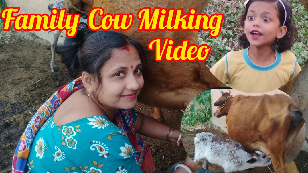 ⁣Cow milking process in village life #familyvlog#villagelife#familyfun#rahuda