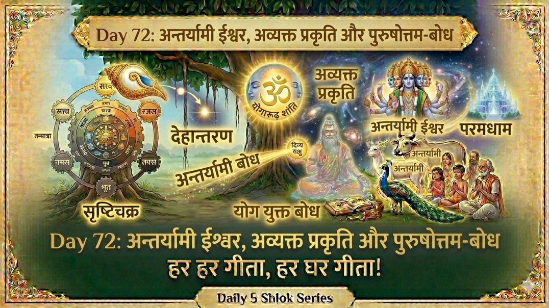 ⁣Day 72: अन्तर्यामी ईश्वर, अव्यक्त प्रकृति और पुरुषोत्तम-बोध | हर हर गीता, हर घर गीता!