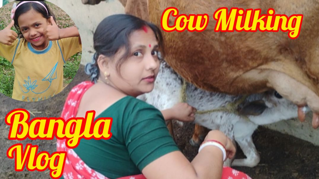 ⁣Cow Milking Process in Bangla story #familyvlog#villagelife# trendingvideo#cowmilking#rajuda