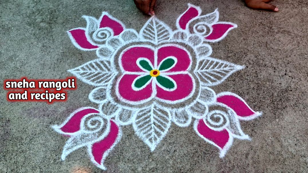 ⁣3×1 Dots Lotus Muggulu 🌺 | शुक्रवार स्पेशल कमल वाली रंगोली | Easy Daily Small Rangoli Designs