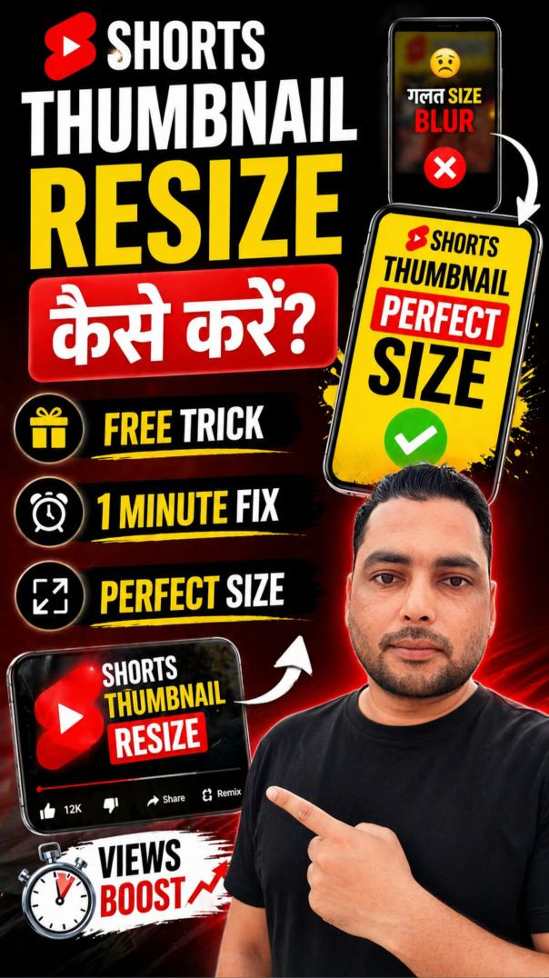 1 Minute Me Thumbnail Resize 😱 | Short Video Perfect Size Trick! #shanukasafar