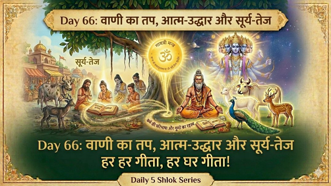 ⁣Day 66: वाणी का तप, आत्म-उद्धार और सूर्य-तेज | हर हर गीता, हर घर गीता! Daily 5 Shlok Series