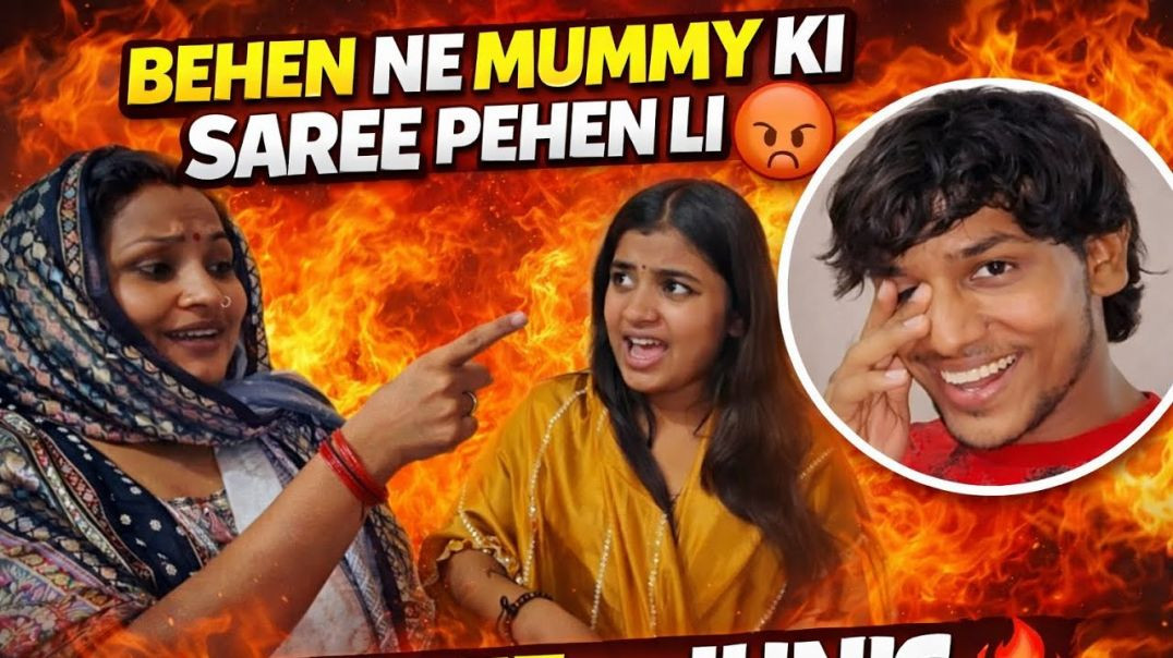 ⁣Mummy vs Behen Saree War 😭😂 Full Drama Ghar me!