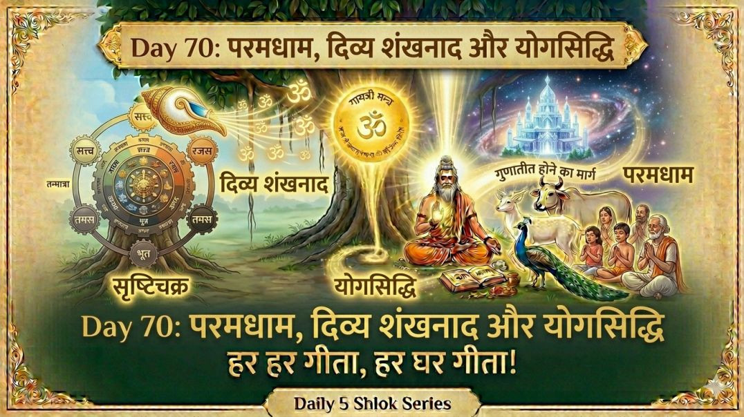⁣Day 70: परमधाम, दिव्य शंखनाद और योगसिद्धि | हर हर गीता, हर घर गीता! Daily 5 Shlok Series