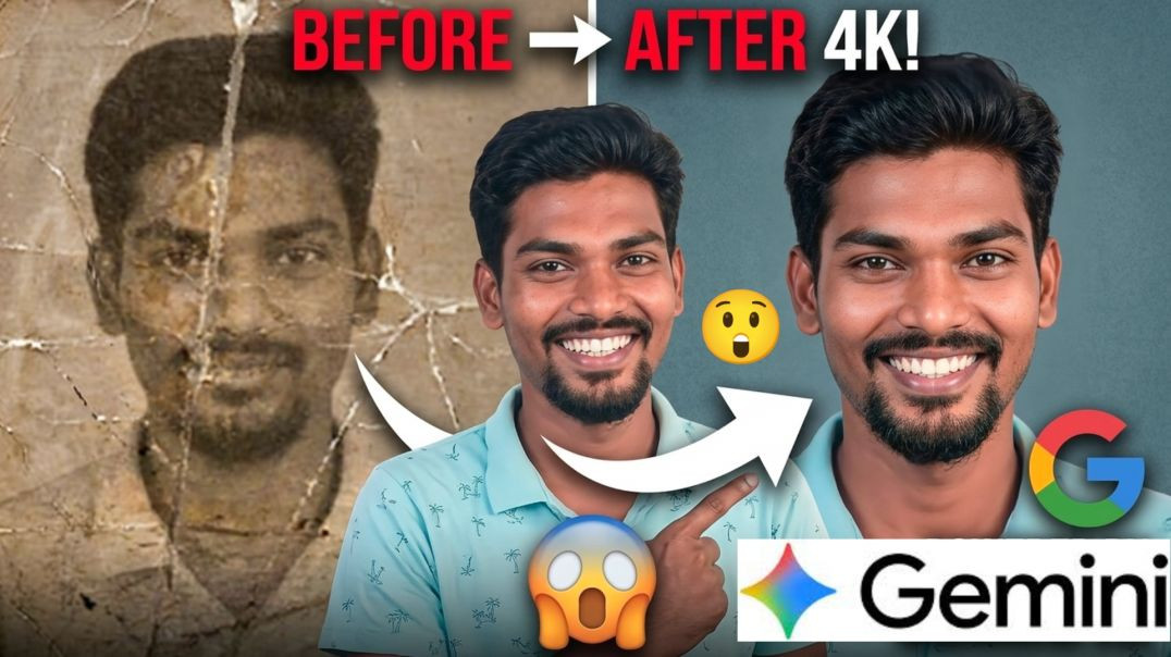 ⁣Convert Old/Blurry Photo to 4K HD in 1 Click! ✅ | Gemini AI Tutorial in Hindi