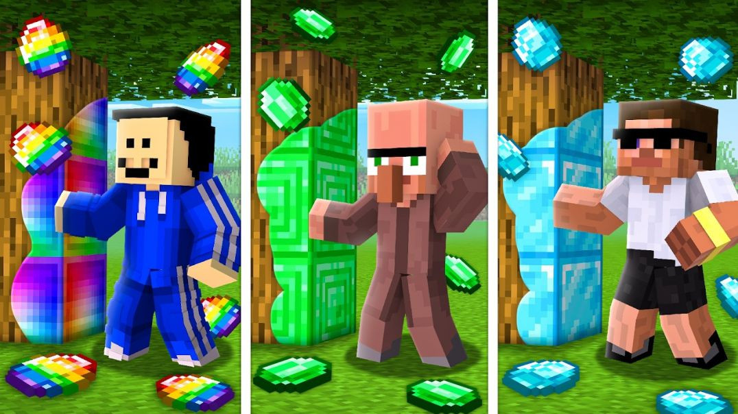 Diamond vs Emerald Touch Battle in Minecraft