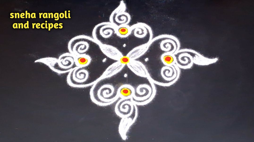 ⁣Simple 5×5 Dots Floral Rangoli Design 🌸 | Easy Daily Muggulu for Beginners | Beautiful Chukkala Mugg