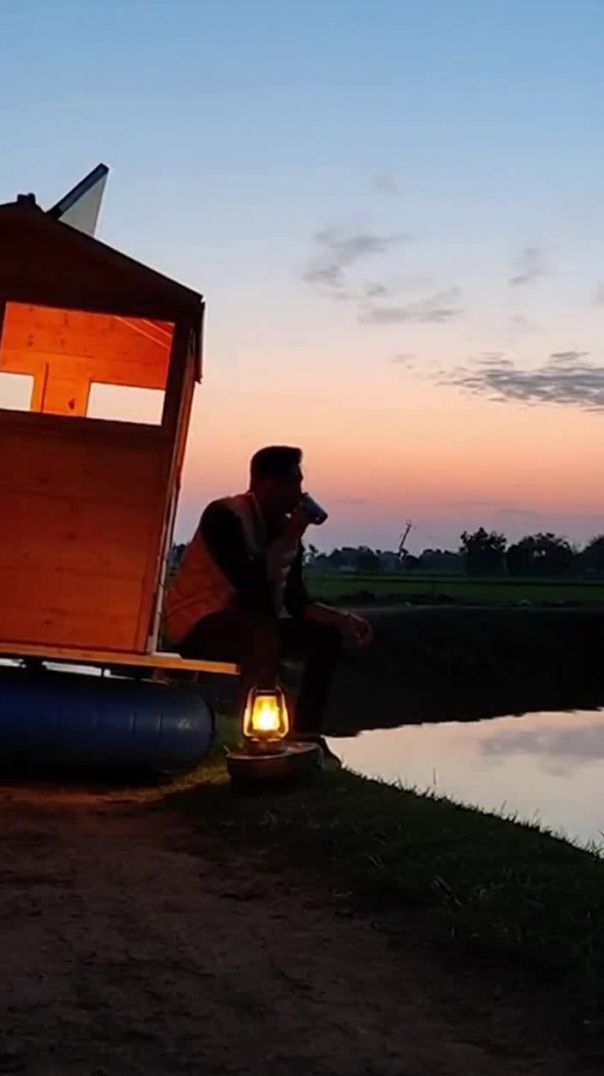 ✅✅ Floting Water House 🏡 Bamboo+ Solar fixing 🔥#farming #agriculture