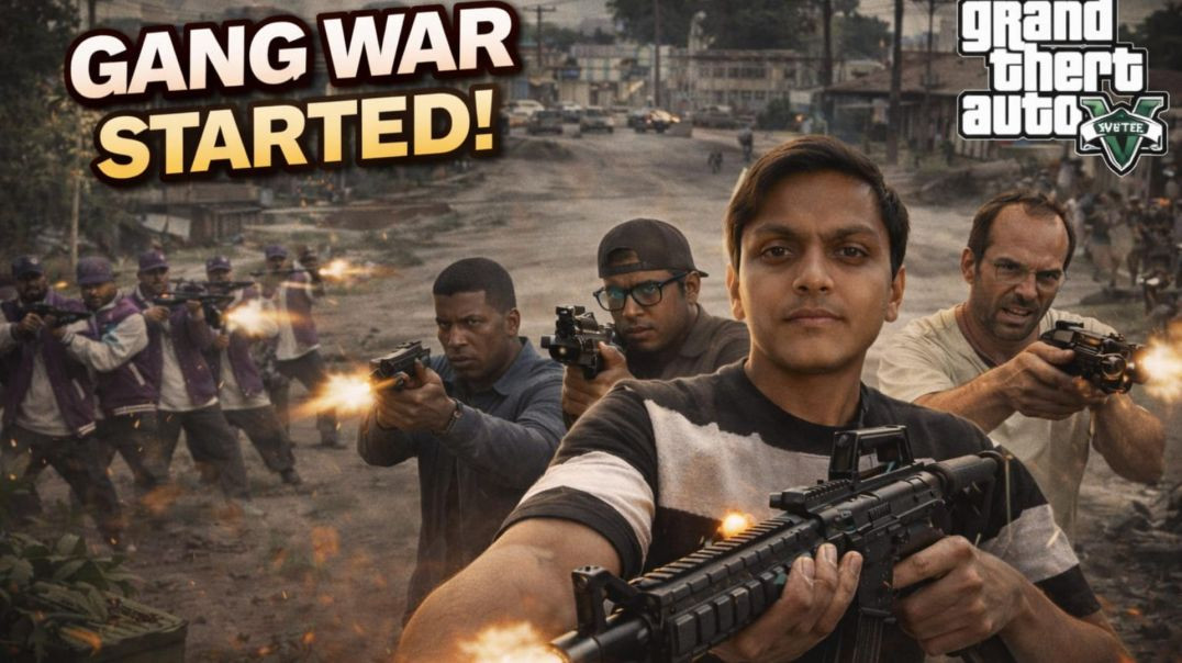 ⁣Grand Theft Auto V Gang War Gameplay 🔥 Intense Fight Begins!