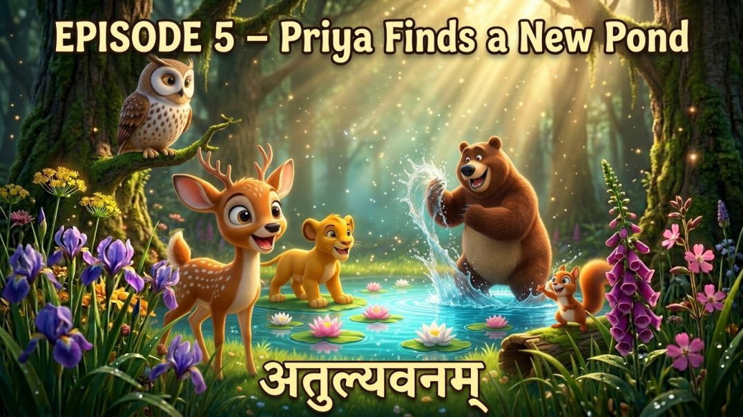 ⁣EPISODE 5 – Priya Finds a New Pond | अतुल्यवनम् | Sanskrit Learning Story for Kids