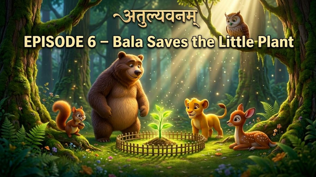 ⁣EPISODE 6 – Bala Saves the Little Plant | अतुल्यवनम् | Sanskrit Learning Story for Kids