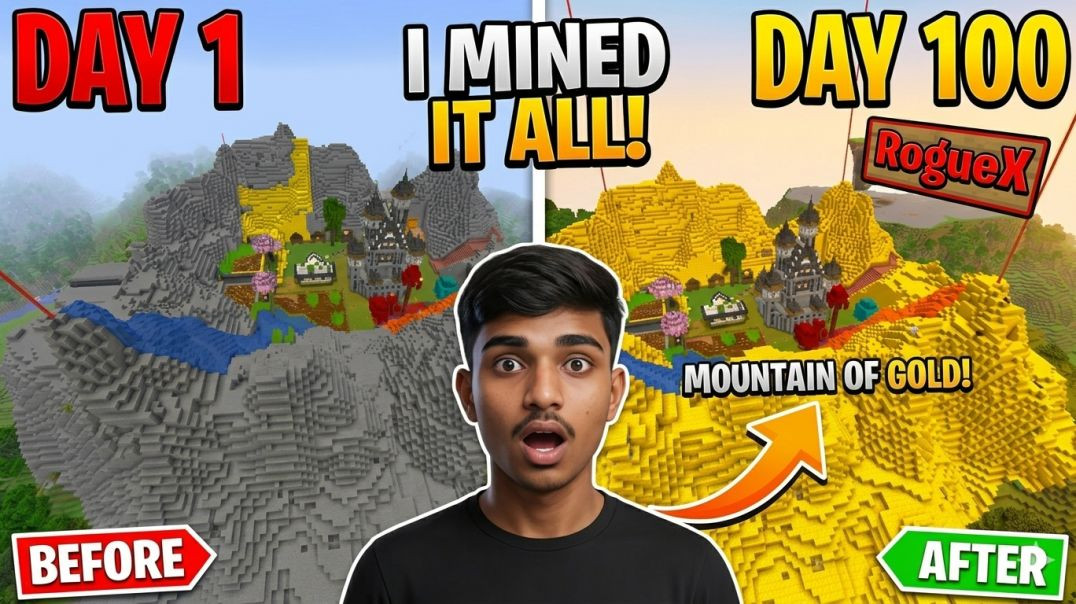 RougeX World_ I Turned a Mountain Into GOLD in Survival! 💛⛏️