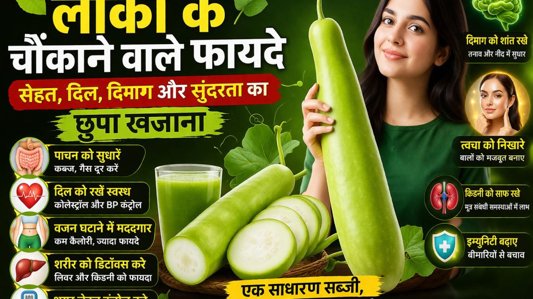⁣लौकी के चौंकाने वाले फायदे 🥒  सेहत, दिल, दिमाग और सुंदरता का छुपा खजाना