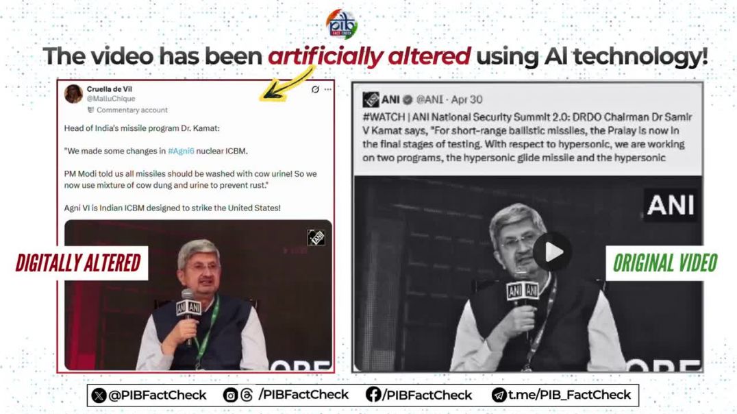 ⁣Fake News - AI altered video of DRDO chairman Dr Samir Kamat