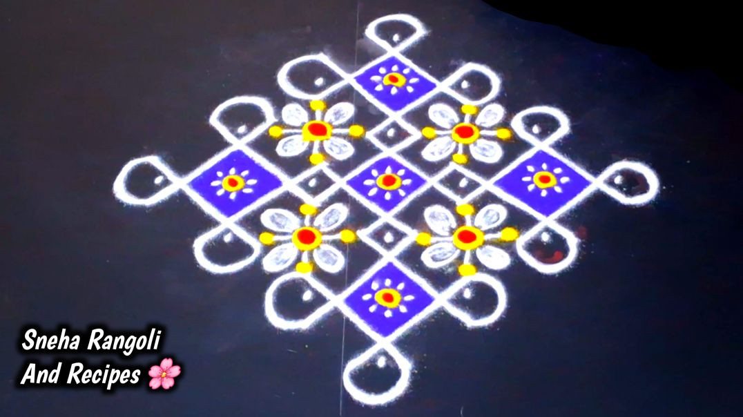 ⁣7×1 Dots Beautiful Flower Muggulu 🌸 #shorts #dailyrangoli