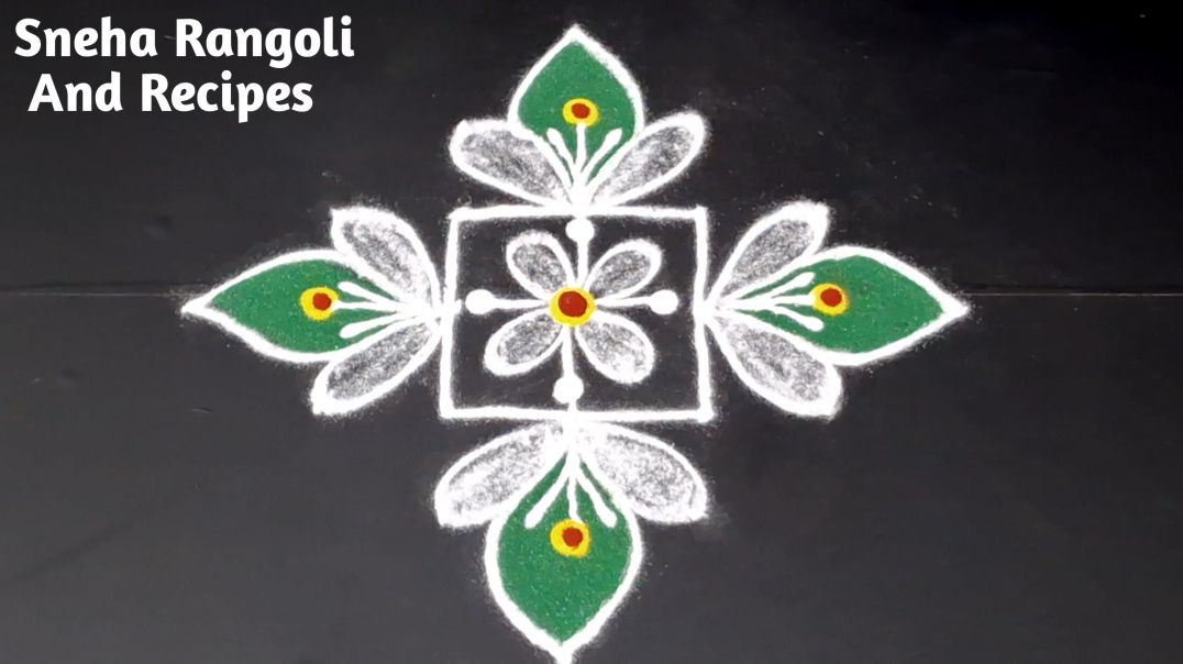 ⁣Beautiful 7 to 1 Dots Flower Muggulu Tutorial 🌸 Easy Friday Rangoli Design ✨