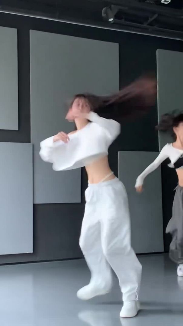 Aesthetic Studio Dance Routine in All-White Outfits 🤍💃