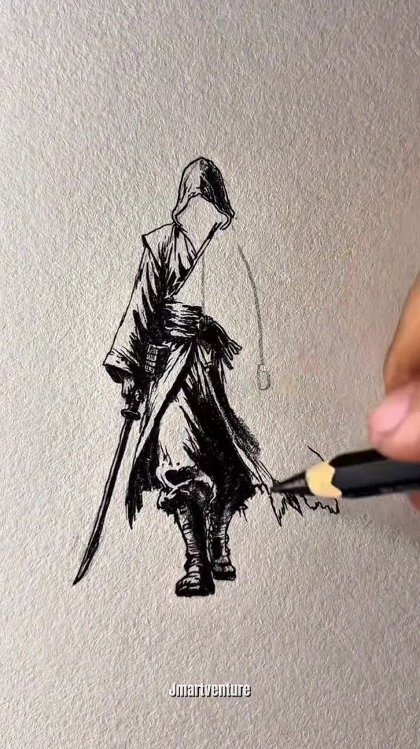 Drawing a Hooded Samurai 🗡️ | Step by Step Magic