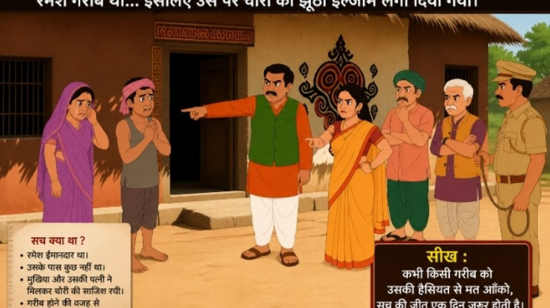 रामेश की पत्नी और मुखिया की कहानी रमेश गरीब था इसलिए उस पर  चोरी का इल्जाम लगा दिया गया