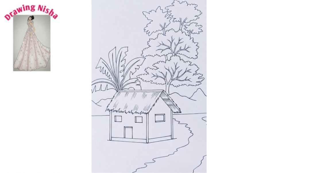 ⁣Easy Scenery Drawing for Beginners