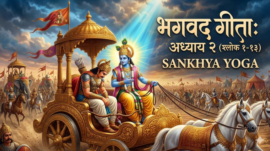 ⁣Bhagavad Gita Chapter 2 Shloka 1 to 13 | Sānkhya Yog | Full Chanting & Meaning@BhaktiPath