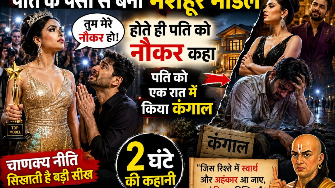⁣पति के पैसों से बनी मशहूर 😱 फिर उसी पति को कहा नौकर! लेकिन पति ने एक झटके में उतार दिया घमंड | चाणक्