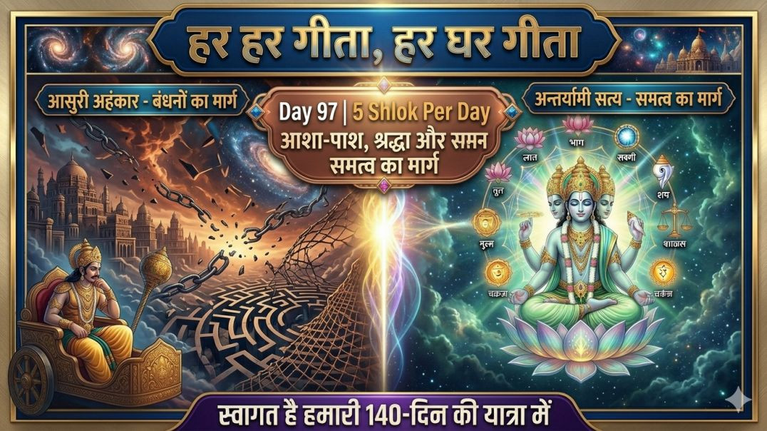 ⁣Day 97 | 5 Shlok Per Day | आशा-पाश, श्रद्धा और समत्व का मार्ग
