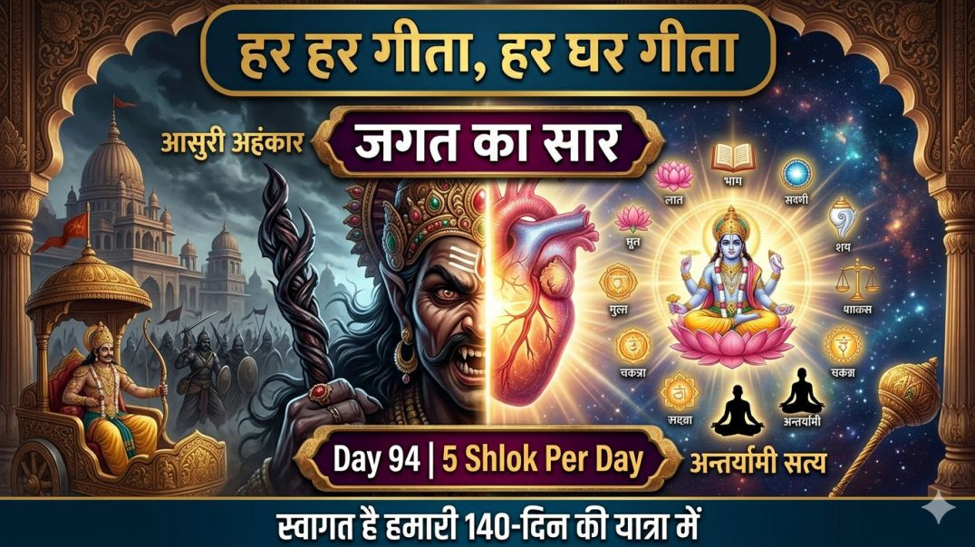 ⁣Day 94 | 5 Shlok Per Day | आसुरी अहंकार, मोहिनी प्रकृति और अन्तर्यामी भगवान