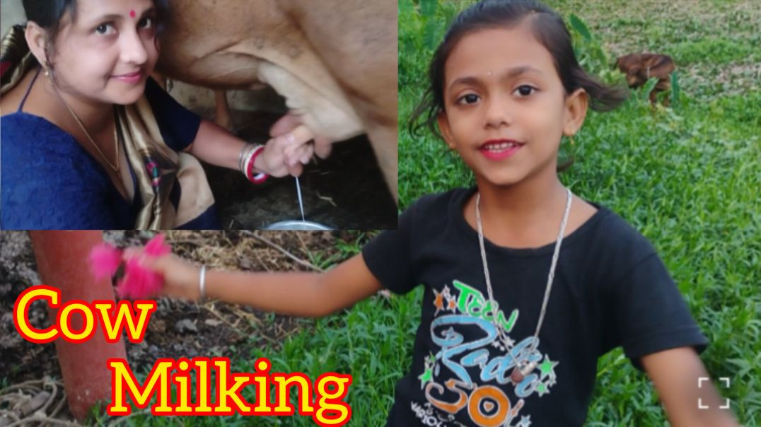 ⁣Family cow milking process l village life #cowmilking#dailyvlog#indianfamily