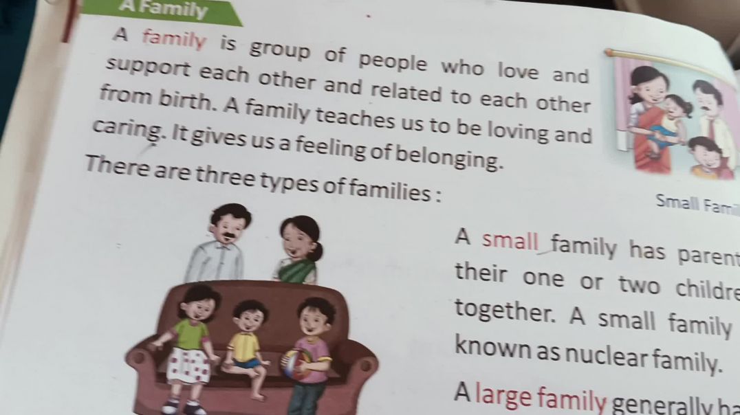 ⁣Class 4th Social Study Topic - A Family