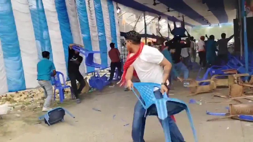 ⁣TMC camp vandalized in Asansol West Bengal