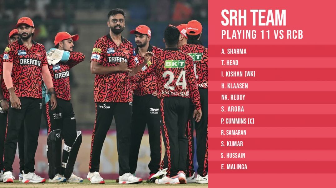 ⁣srh vs rcb match playing 11 pitch report head to head and prediticion