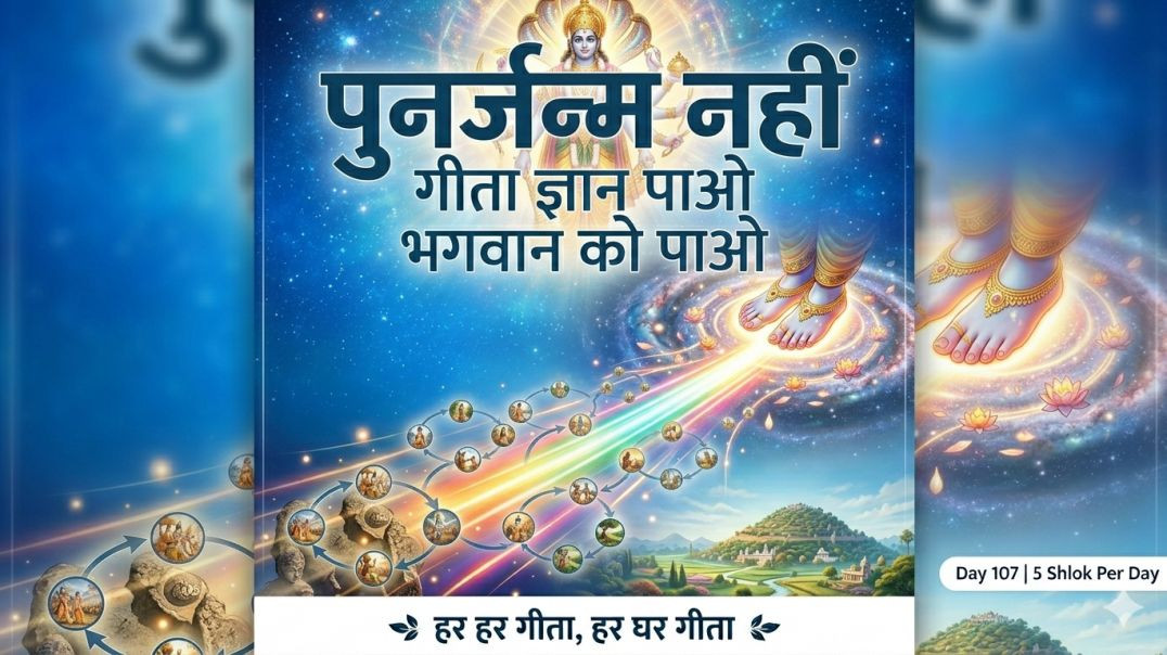 ⁣Day 107 | 5 Shlok Per Day | पुनर्जन्म-मुक्ति, गुणातीत स्थिति और भक्त-प्रियता