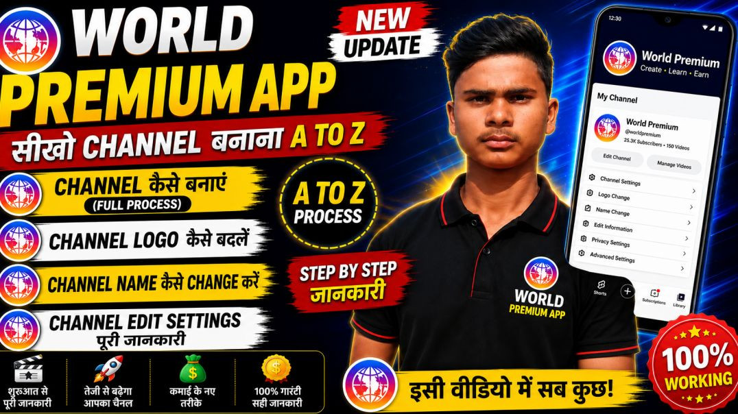 ⁣🔥 WORLD PREMIUM APP 🔥 | Channel Kaise Banaye Full Process | Logo Name Change | A TO Z Tutorial