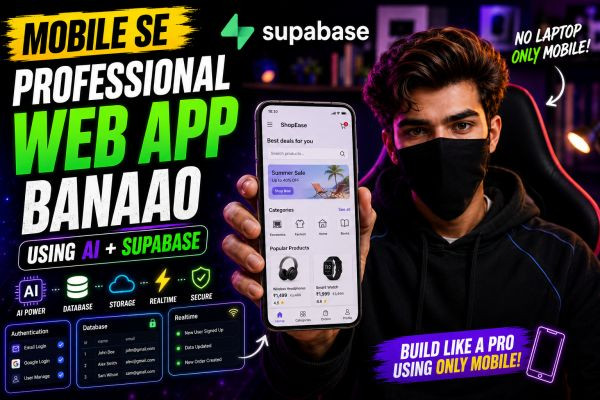 🚀 50 Likes + 50 Comments + 50 Subscribers Complete Hote Hi <br> <br>🎁 AI + Supabase Professional Web App Master Prompt Upload Kar Diya Jayega <br>📱 Sirf Mobile Se Full Stack Web App Banane K..