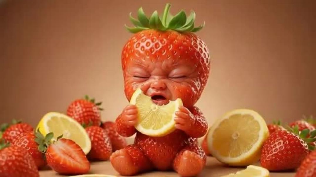 FUNNY_REACTION!_😱_Cute_AI_Fruit_Babies_try_STRANGE_Fruits_for_the_first_time!__ASMR_Eating_