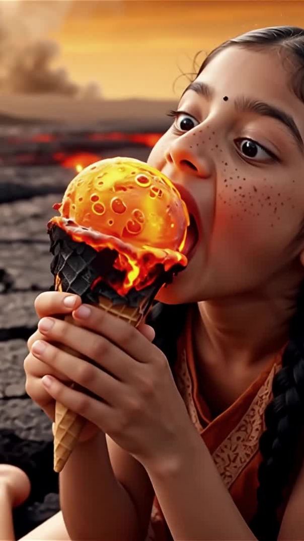 A girl eating ice cream